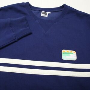 Greenlines Sweatshirt Mens Large Blue Stripes Crew Neck Long Sleeves Sweater